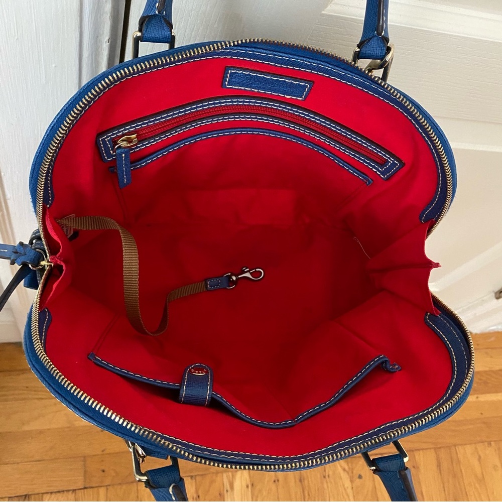 Dooney & Bourke Blue Leather Dome Satchel Shoulder Bag - Picture 10 of 12